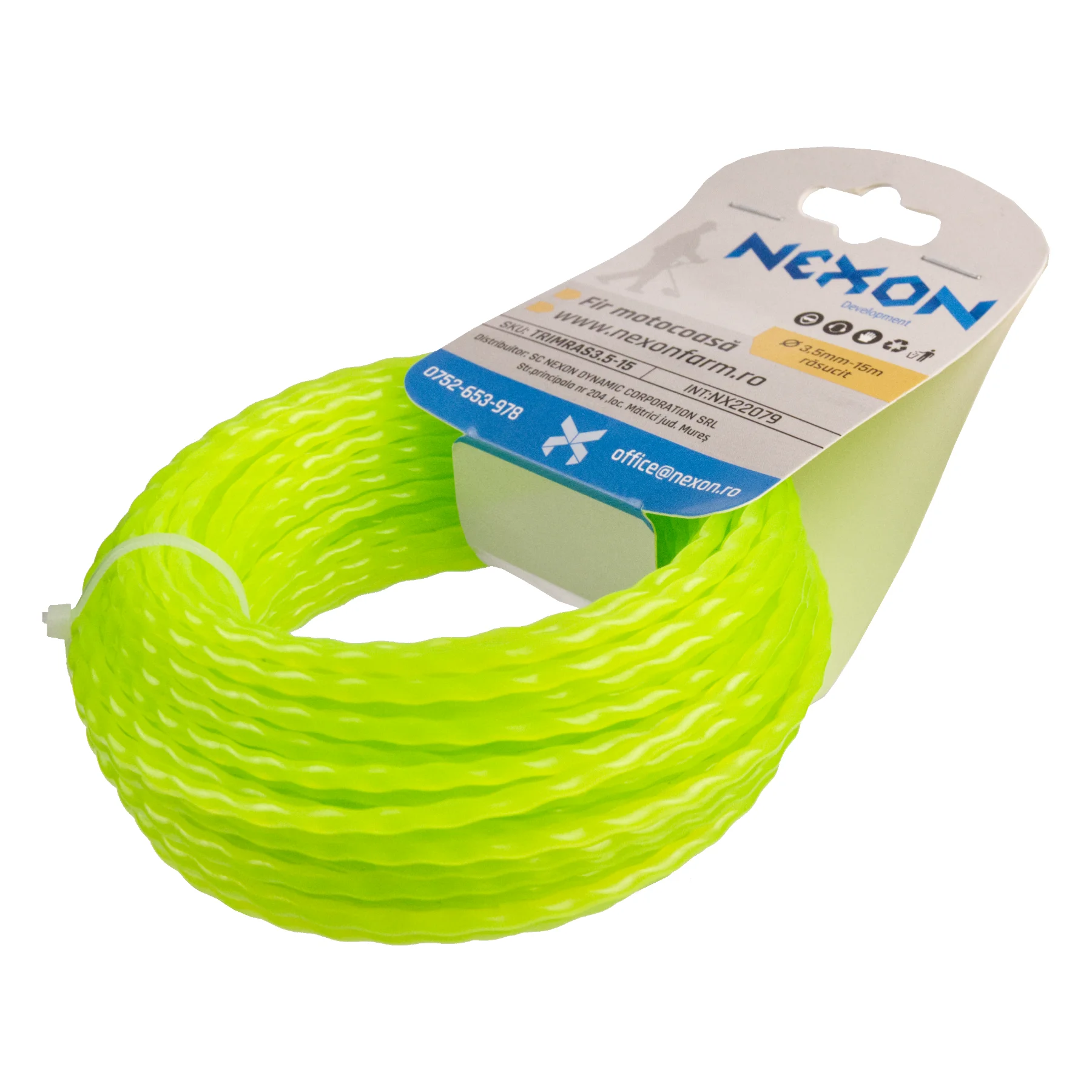 Fir rotund răsucit pentru motocoasă NEXON, 3,5 mm × 15 m