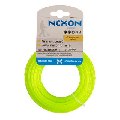 Fir rotund răsucit pentru motocoasă NEXON, 3,5 mm × 15 m