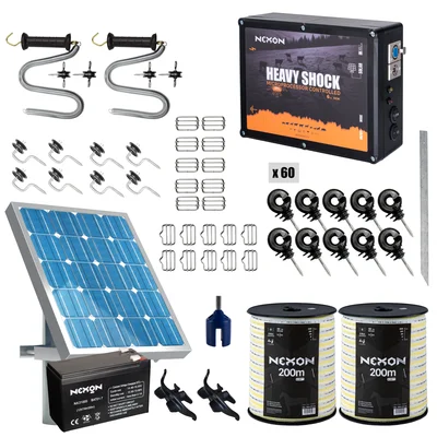 NEXON HeavyShock PRO 2.5 J solar electric fence kit with 400 m tape