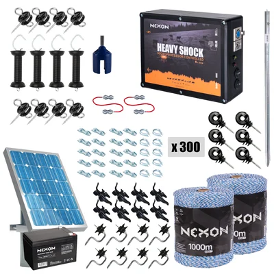 NEXON HeavyShock PRO 2.5 J solar electric fence kit with 2000 m BASIC wire