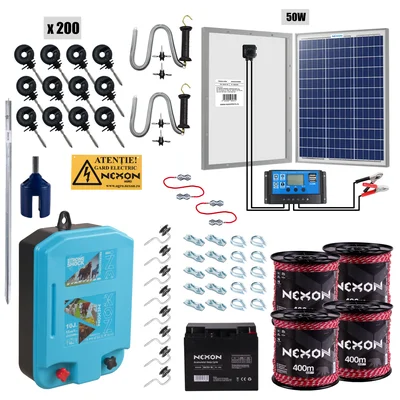 NEXON FAVORIT StrongShock 10 J solar electric fence kit with battery and 1600 m wire