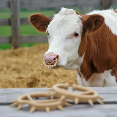 LARGE anti-suckling nose ring for cattle, beige