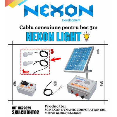 Bec LED NEXON LIGHT, 9 W, E27, 12 V, cu cablu JACK de 3 m