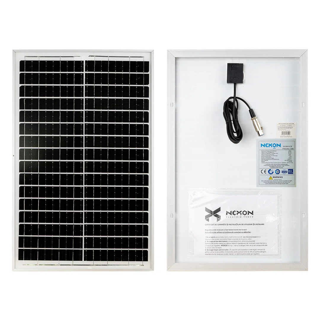 NEXON 50 W solar panel for HeavyShock electric fence energizers, monocrystalline, XLR connector
