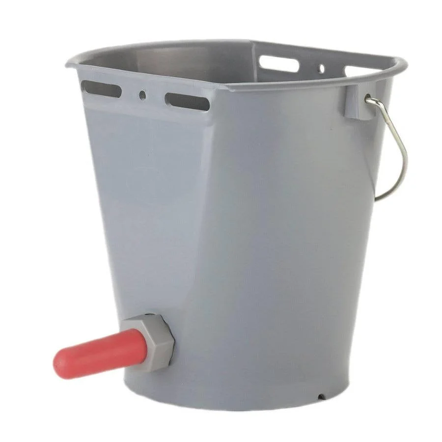Calf feeding bucket with Super-Teat, 8 L, grey