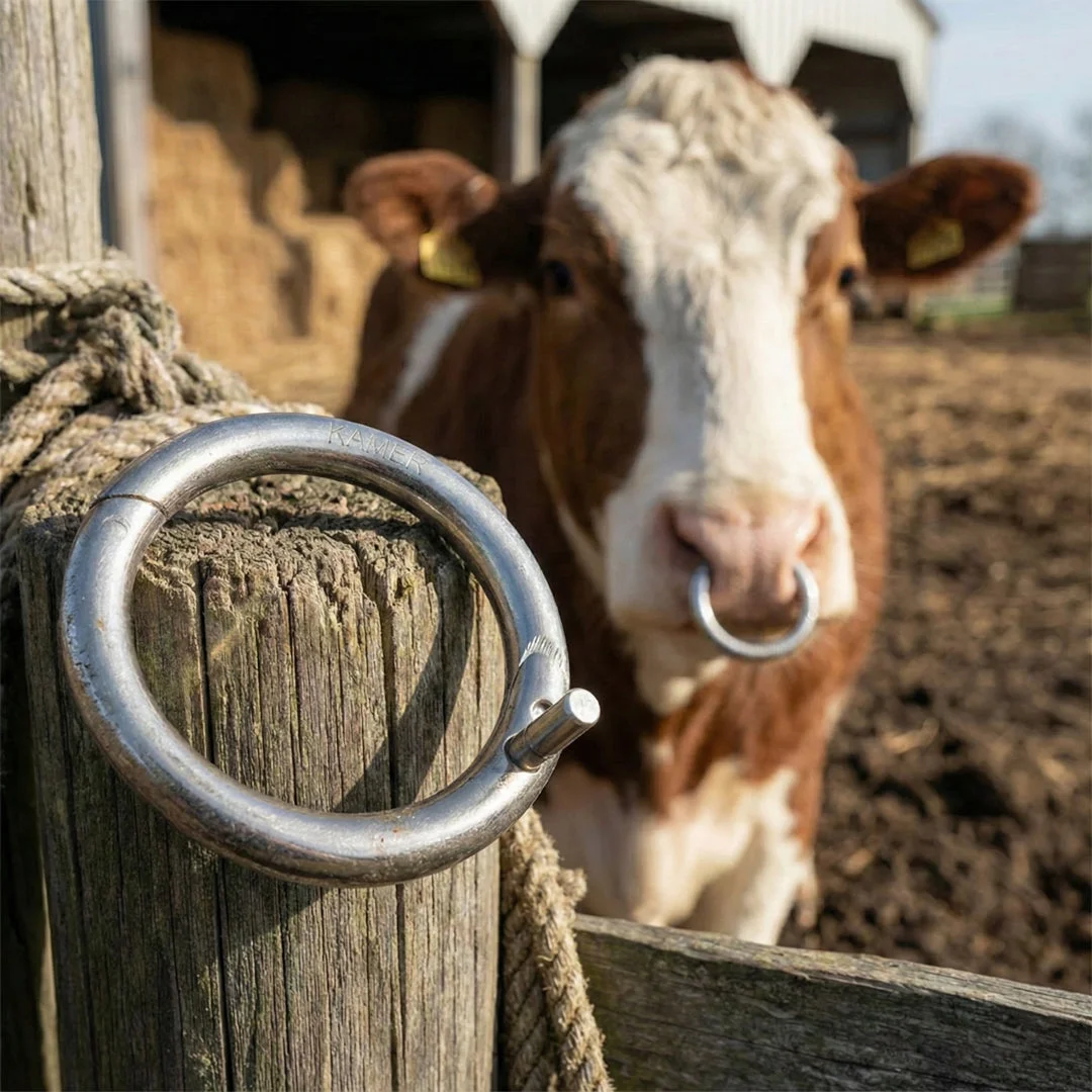 Nickel-plated bull nose ring, 50 mm, with locking screw