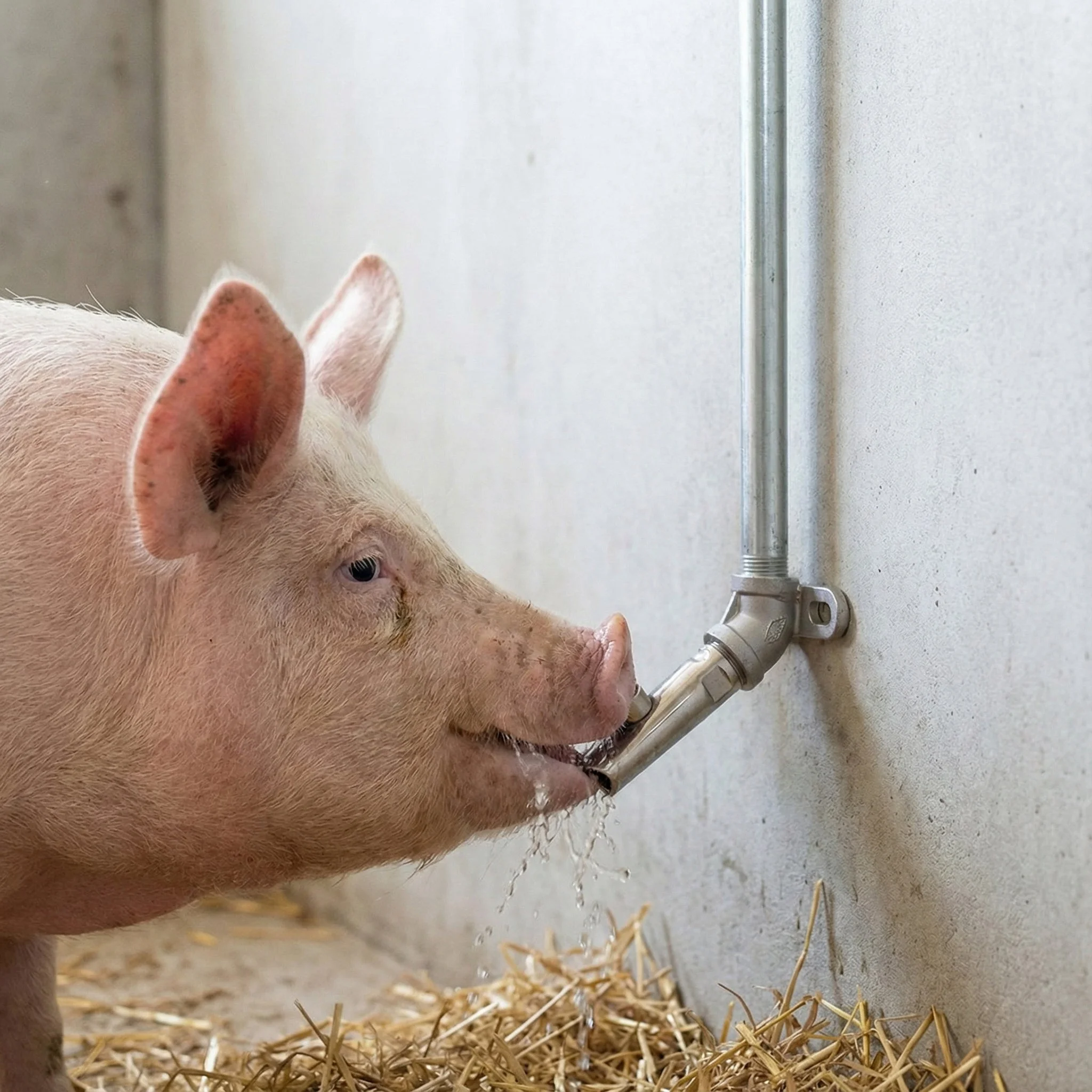 Pachet adăpătoare pentru porci, cu țeavă zincată de 50 cm, cot de 45° și suzetă din inox
