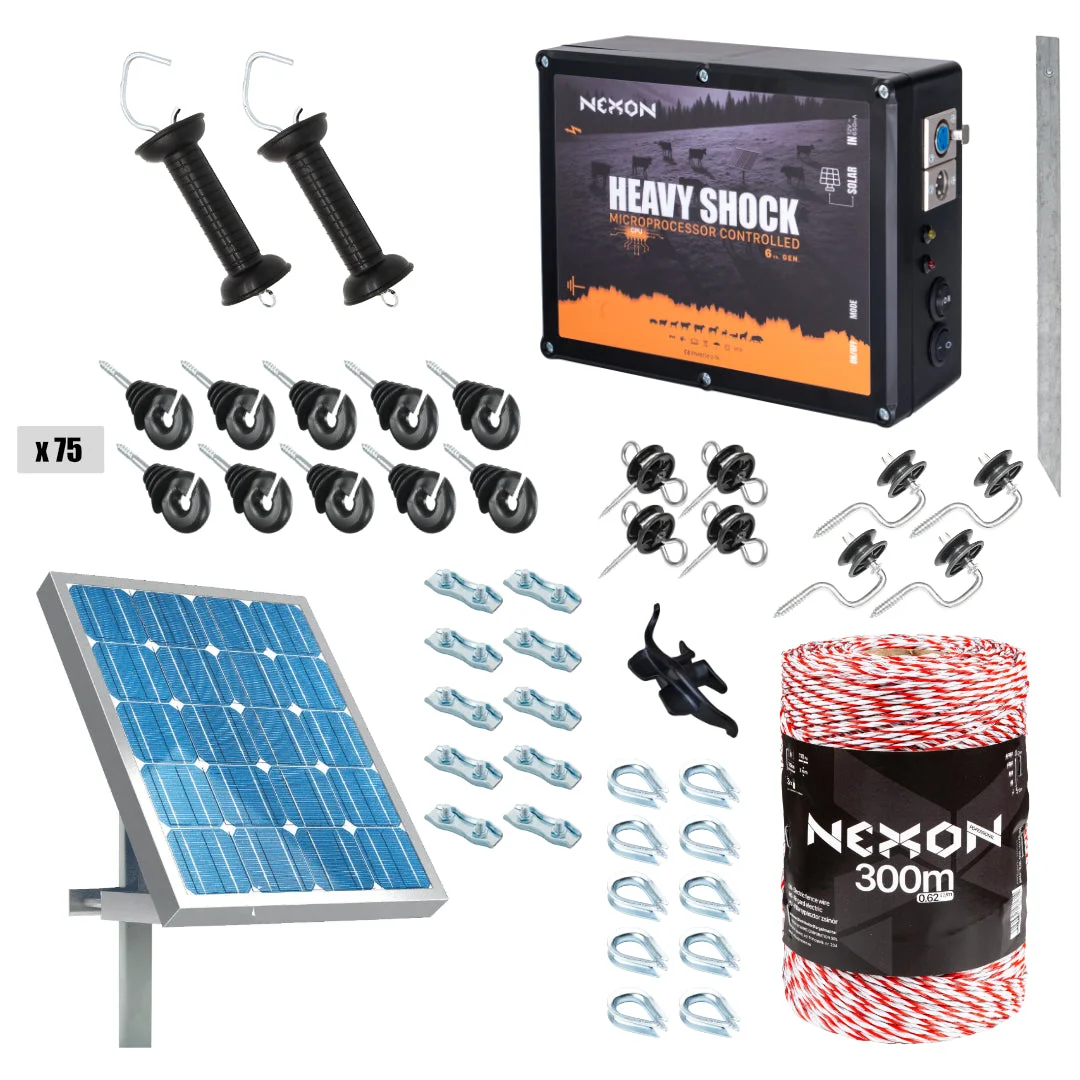 NEXON HeavyShock PRO 2.5 J solar electric fence kit with 300 m Professional wire