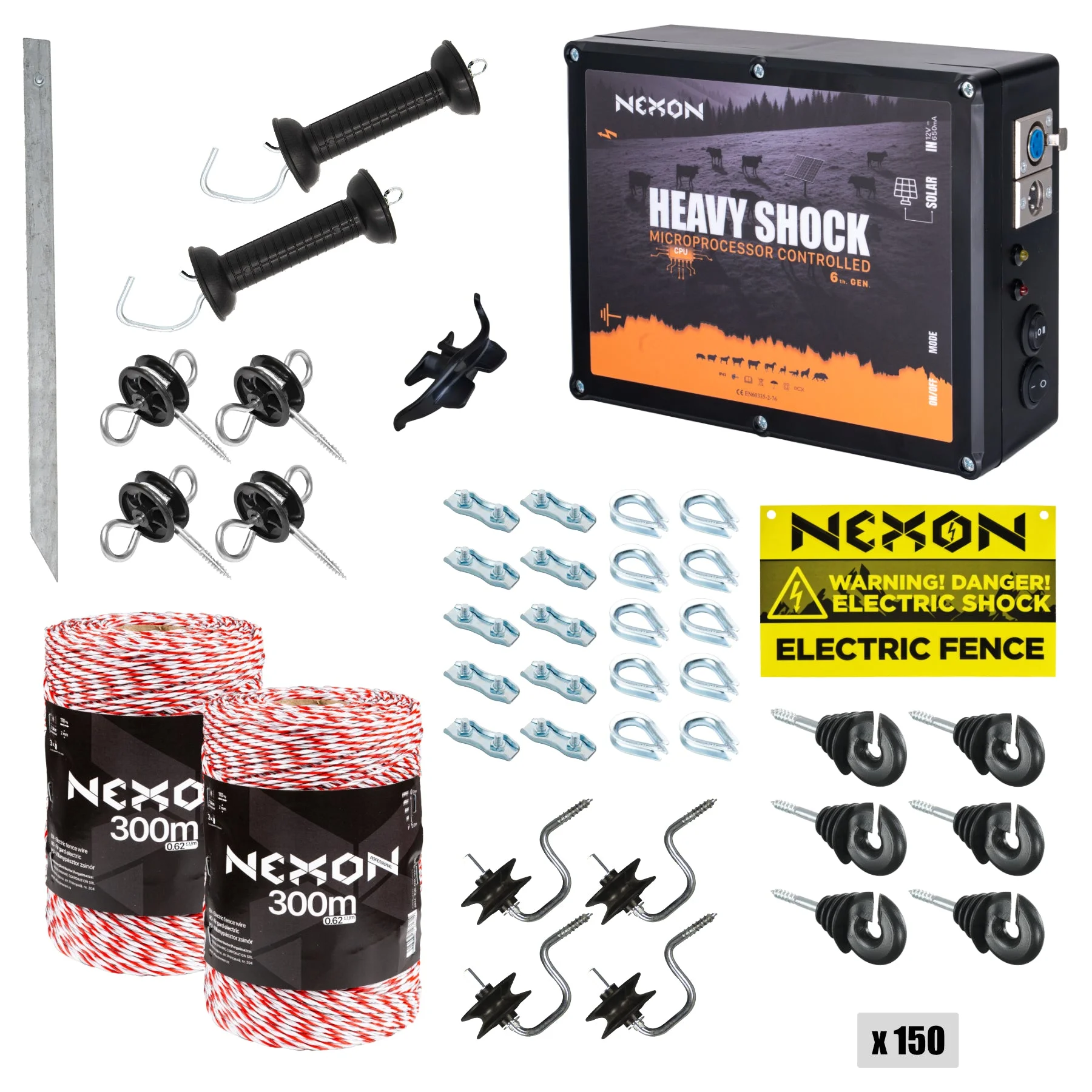 NEXON HeavyShock PRO 2.5 J electric fence kit with 600 m Professional wire
