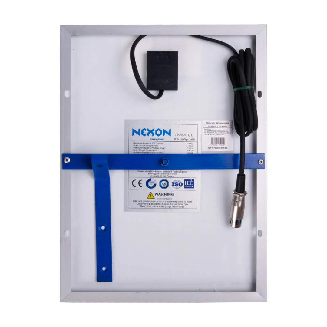 NEXON solar panel for HeavyShock electric fence, 10 W, with bracket and XLR connector