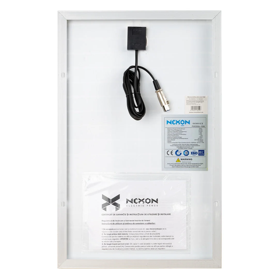 NEXON solar panel for HeavyShock electric fence, 30 W, 12 V