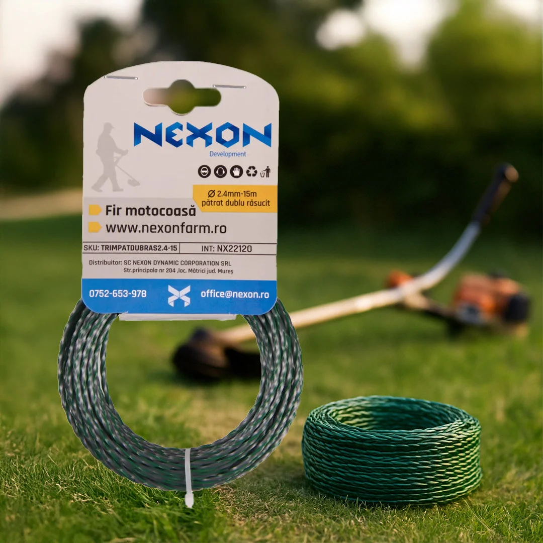 Fir pătrat dublu răsucit pentru motocoasă 2,4 mm x 15 m NEXON