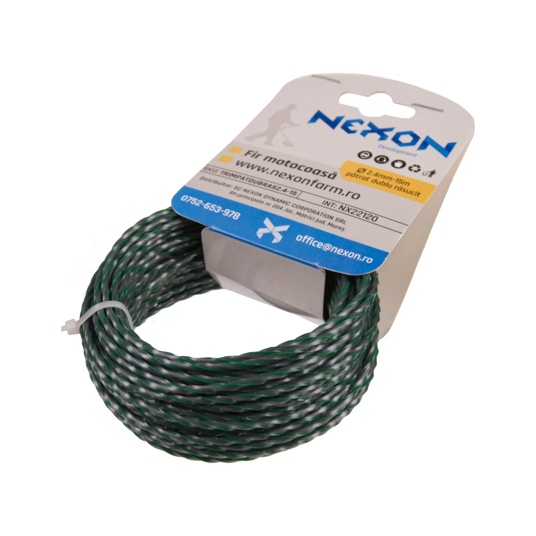 Fir pătrat dublu răsucit pentru motocoasă 2,4 mm x 15 m NEXON