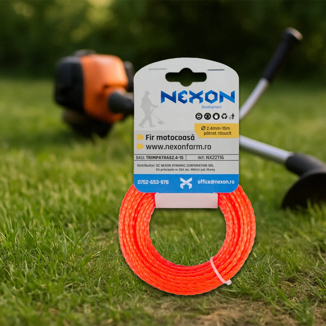 Fir pătrat răsucit pentru motocoasă NEXON, 2,4 mm × 15 m