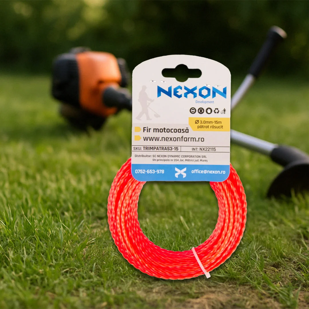 Fir pătrat răsucit pentru motocoasă NEXON, 3 mm × 15 m