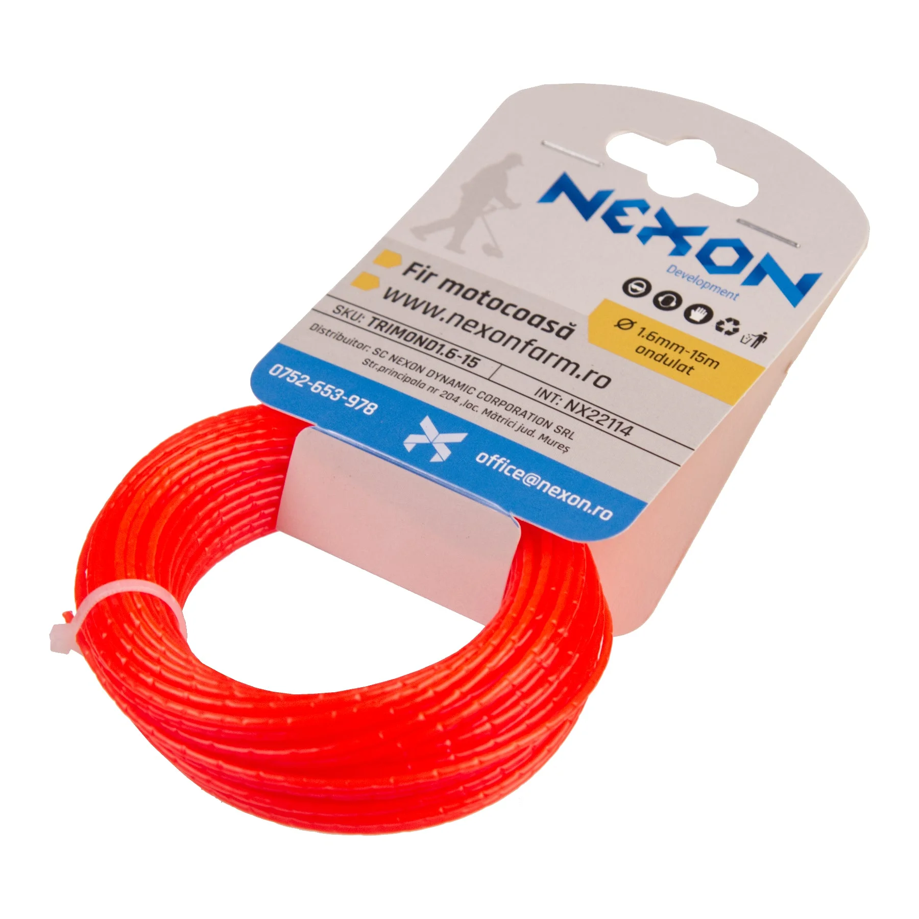 Fir ondulat pentru motocoasă NEXON, 1,6 mm × 15 m