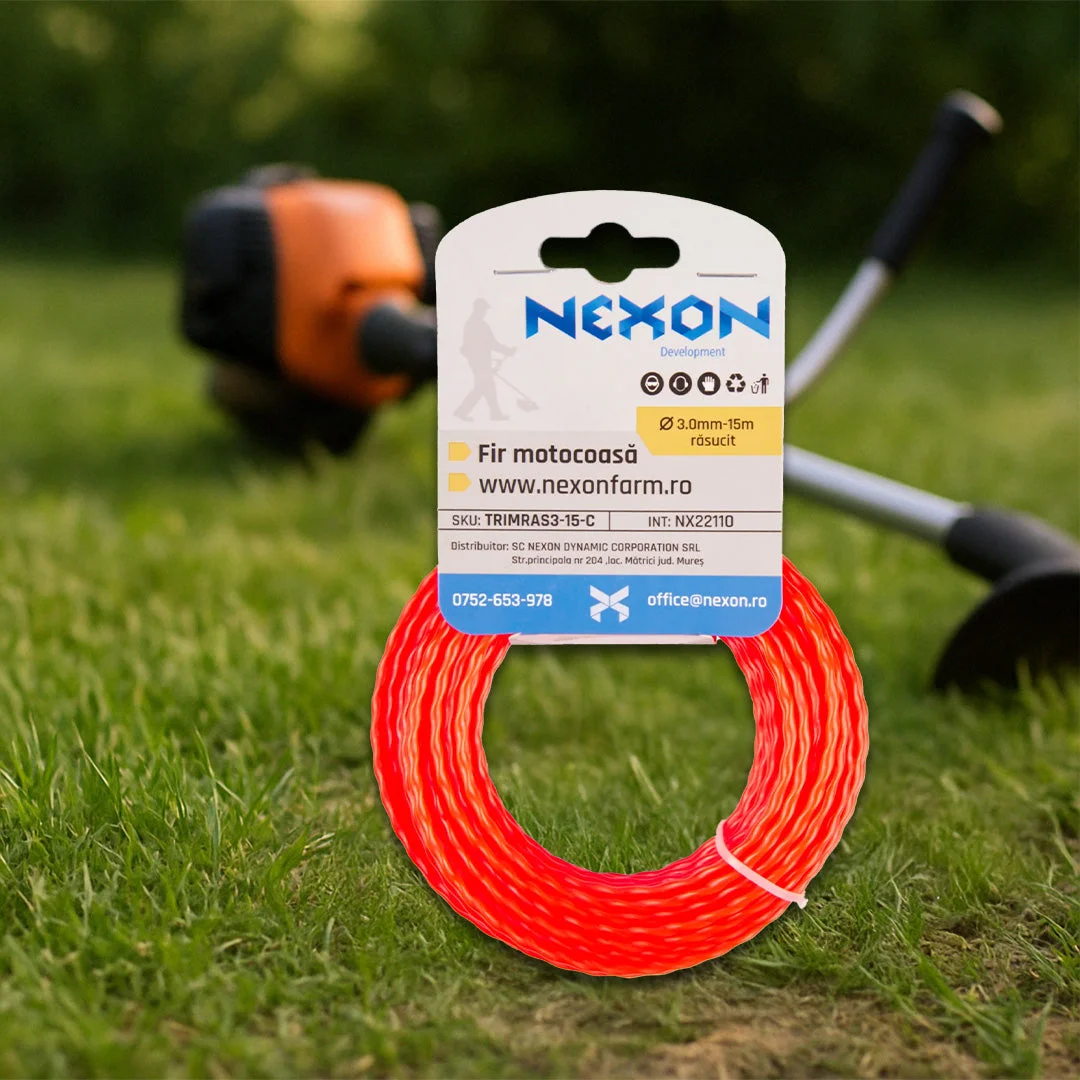 Fir răsucit cu profil pătrat pentru motocoasă NEXON, 3 mm × 15 m