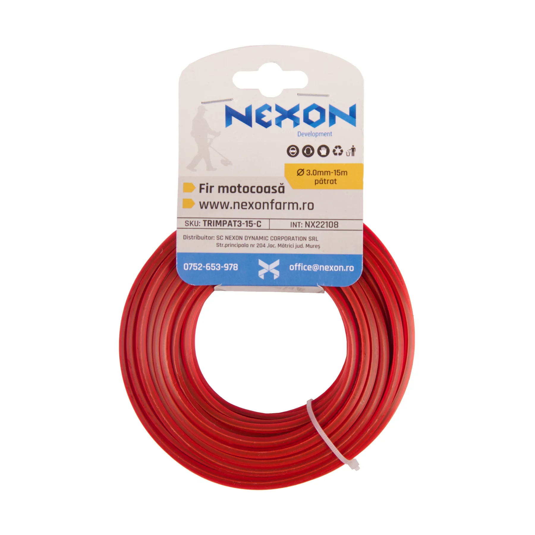 Fir pătrat pentru motocoasă NEXON, 3 mm × 15 m