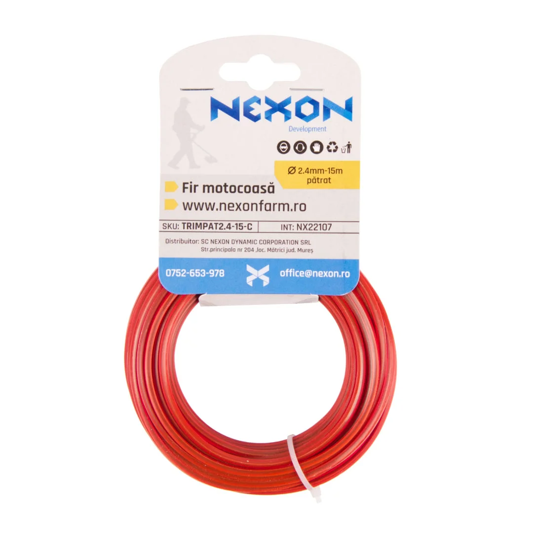 Fir pătrat pentru motocoasă NEXON, 2,4 mm × 15 m