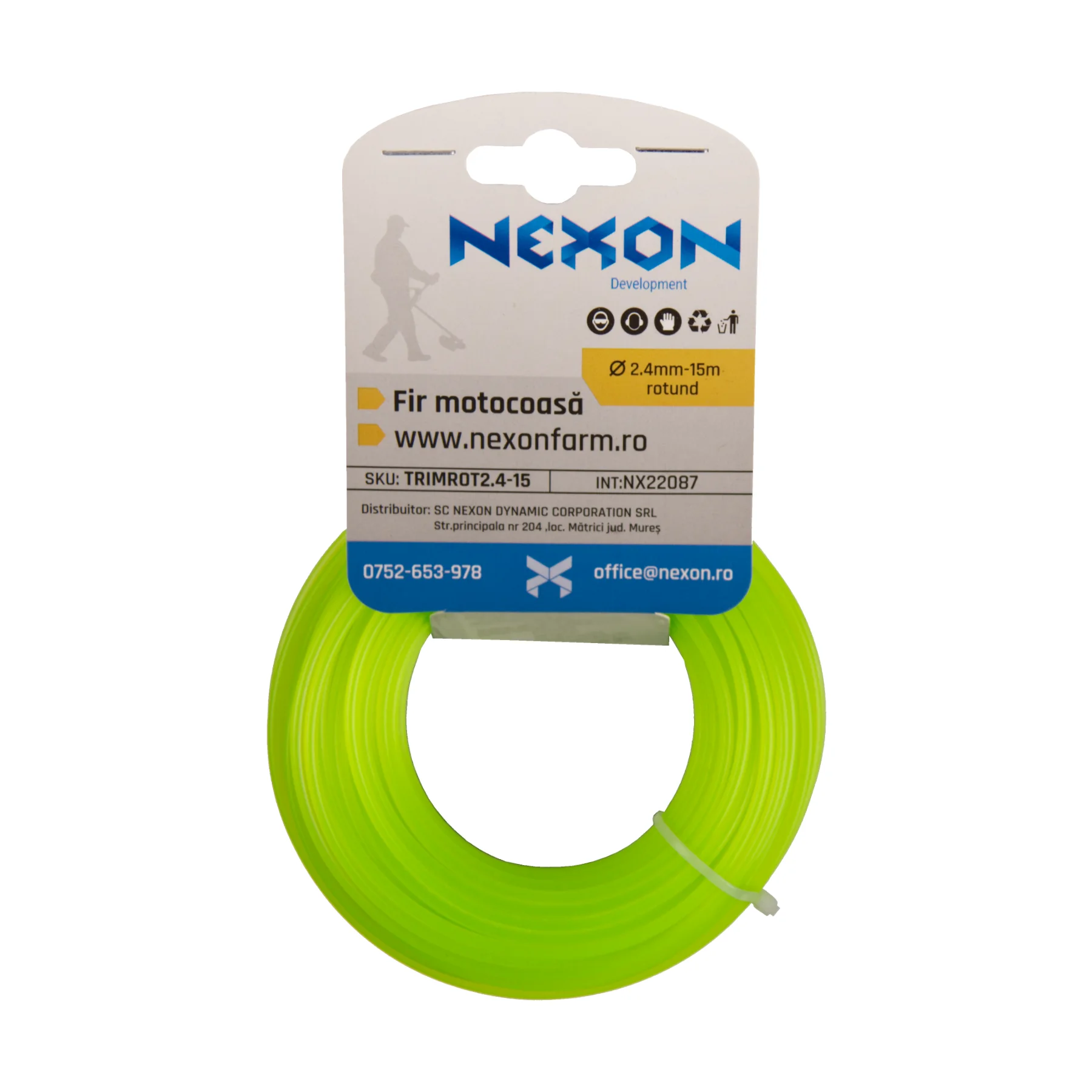 Fir rotund pentru motocoasă NEXON, 2,4 mm × 15 m