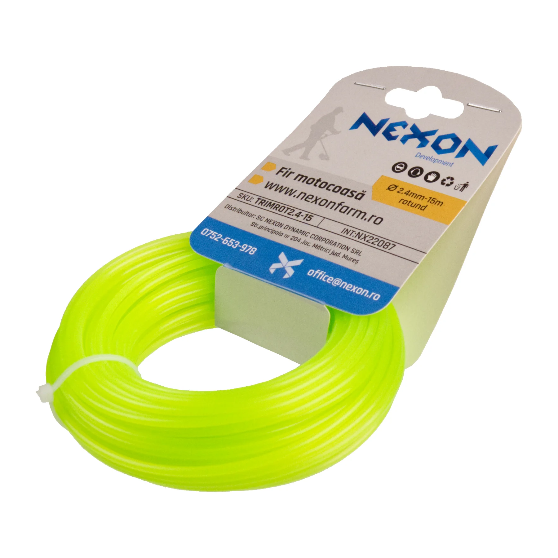 Fir rotund pentru motocoasă NEXON, 2,4 mm × 15 m