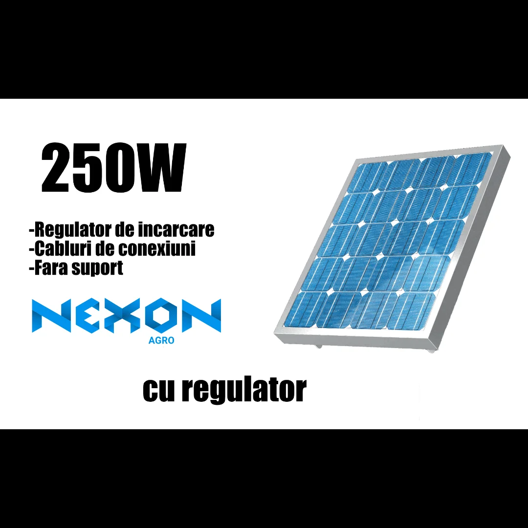 NEXON solar panel for electric fence, 250 W, with 20 A PWM charge controller