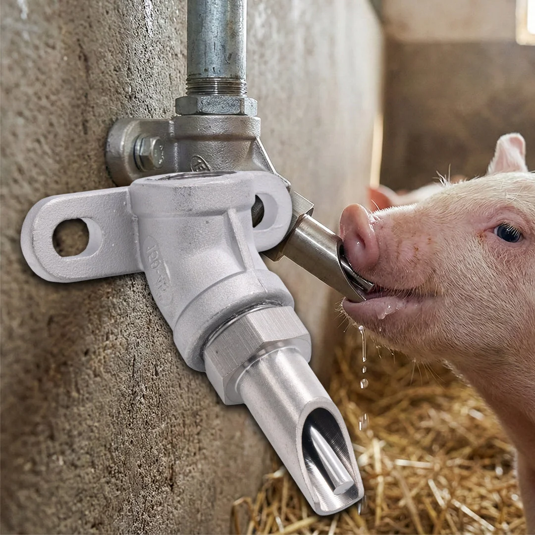 Set suzetă de adăpare pentru porci, 1/2″, cu racord cot de 45°