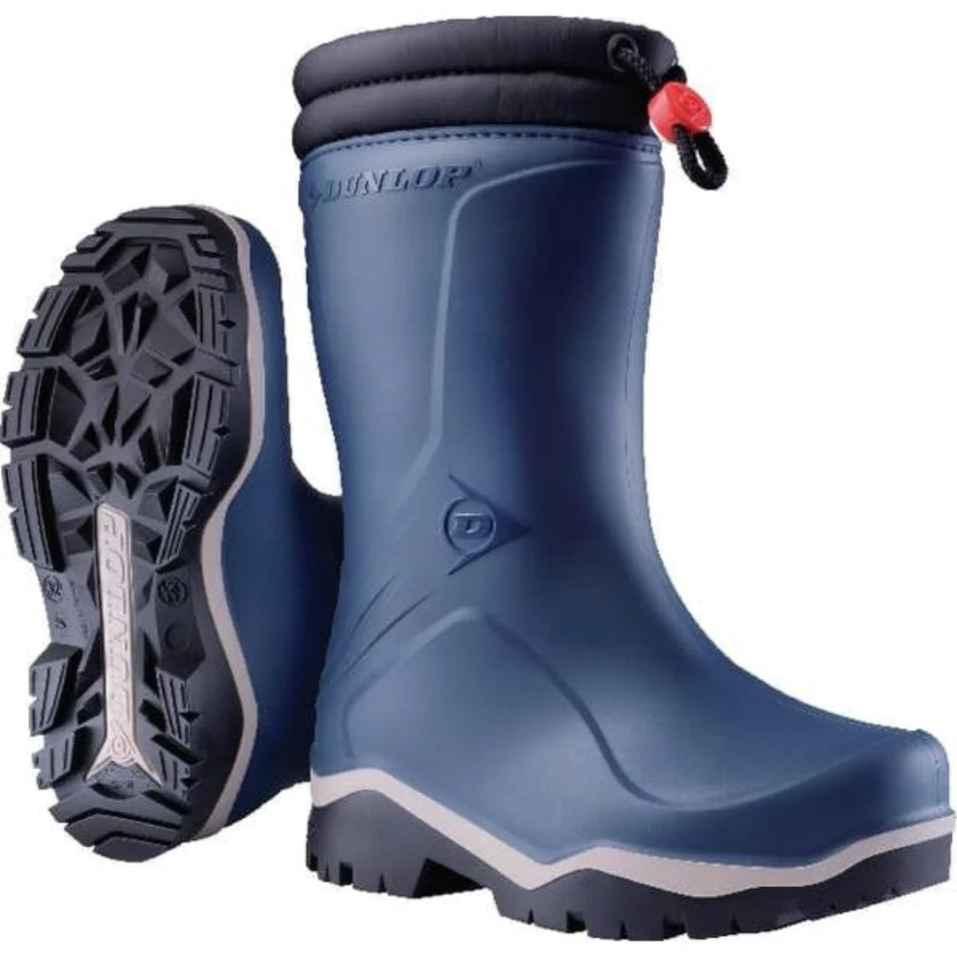 Cizme de cauciuc pentru copii Dunlop Blizzard, albastru/negru, cu căptușeală