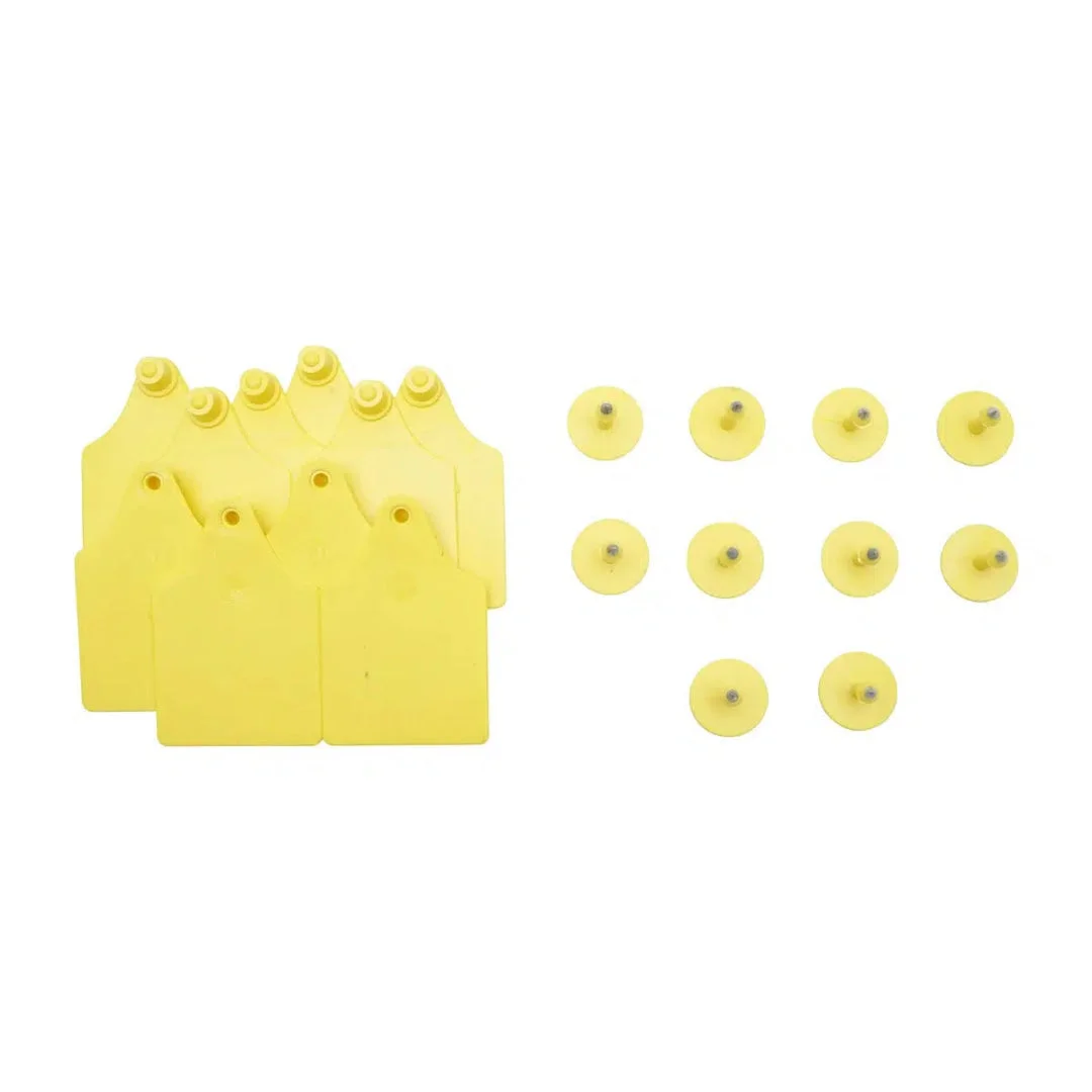 Visual cattle ear tags, yellow, 64 × 95 mm, set of 10