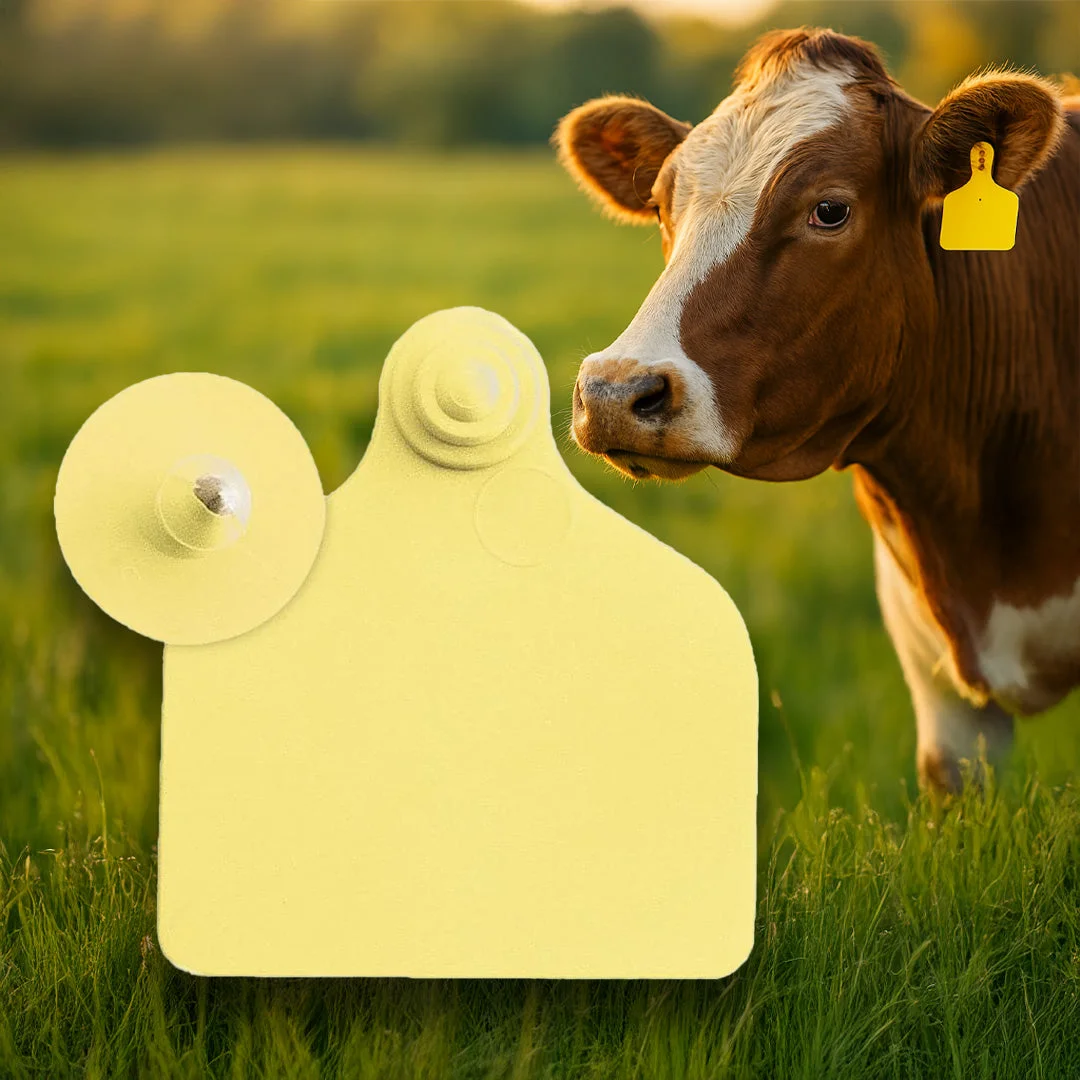 Maxi + Button cattle ear tags, yellow, set of 20