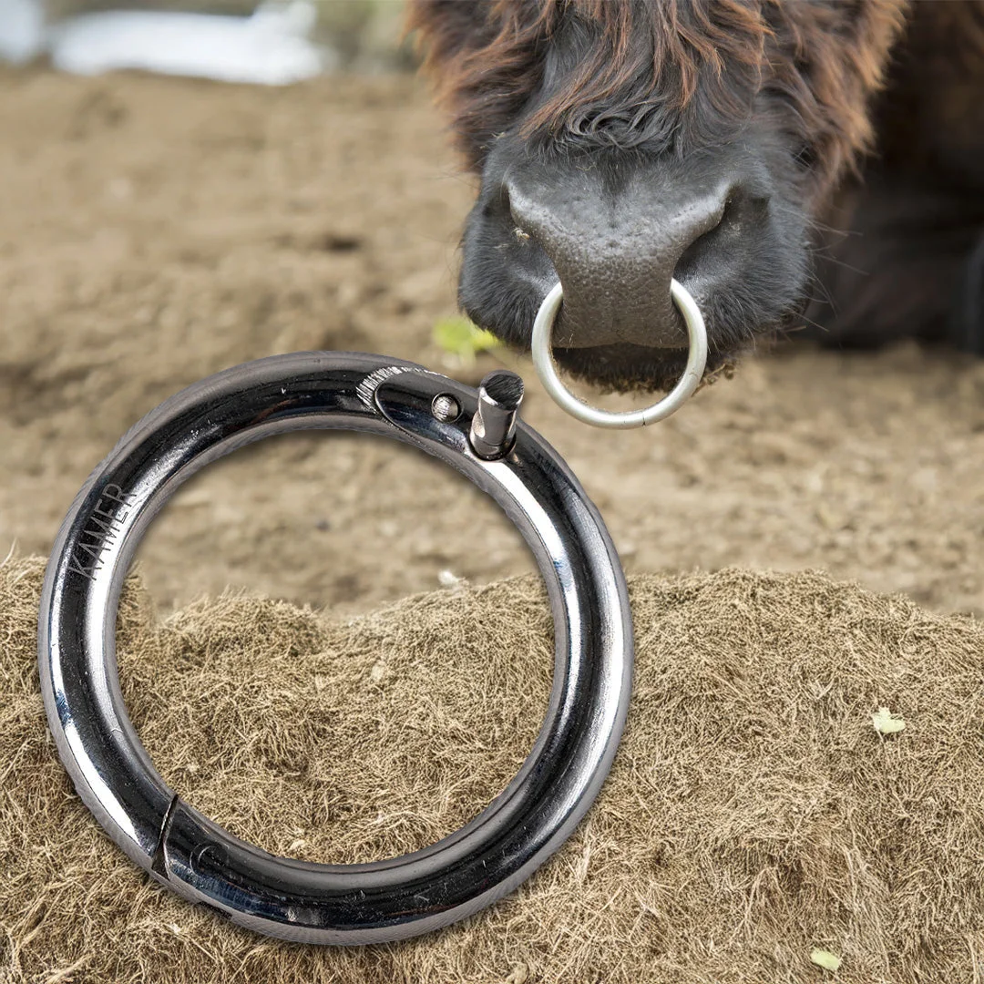 Nickel-plated bull nose ring with locking screw