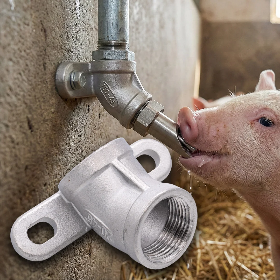 45° elbow fitting for pig drinking nipple, 3/4″ female thread