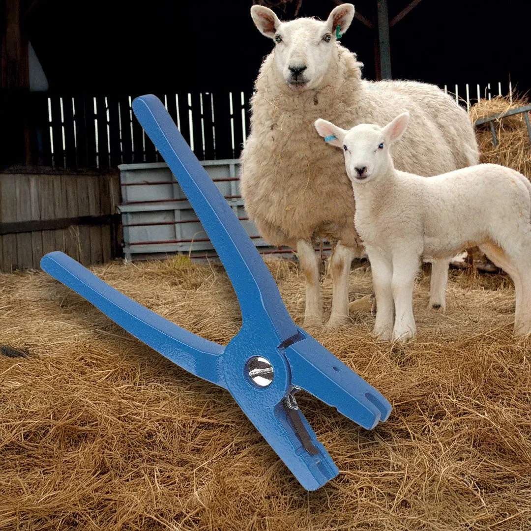 Pinless ear tag applicator for sheep, goats and dogs