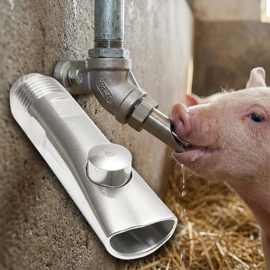Stainless steel ball drinking nipple for pigs and calves, 85 × 21 mm, M20