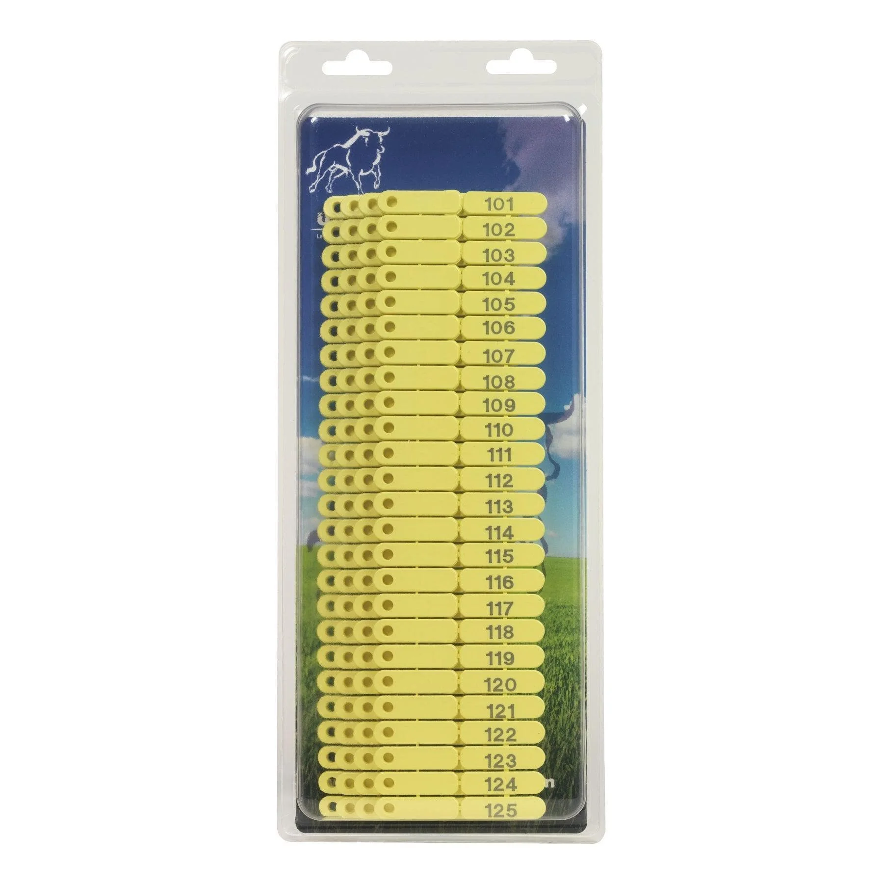 Ear tags numbered 1–100 for sheep, goats and pigs, yellow, set of 100