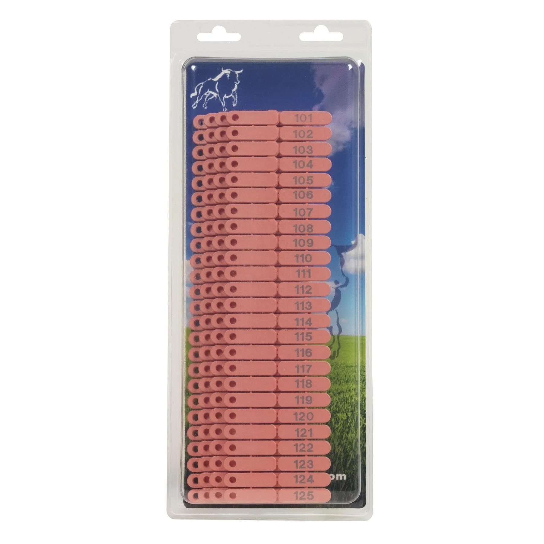 Ear tags numbered 1–100 for sheep, goats and pigs, red, set of 100