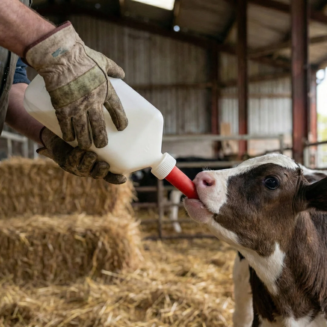 Calf feeding bottle with teat, 2 L