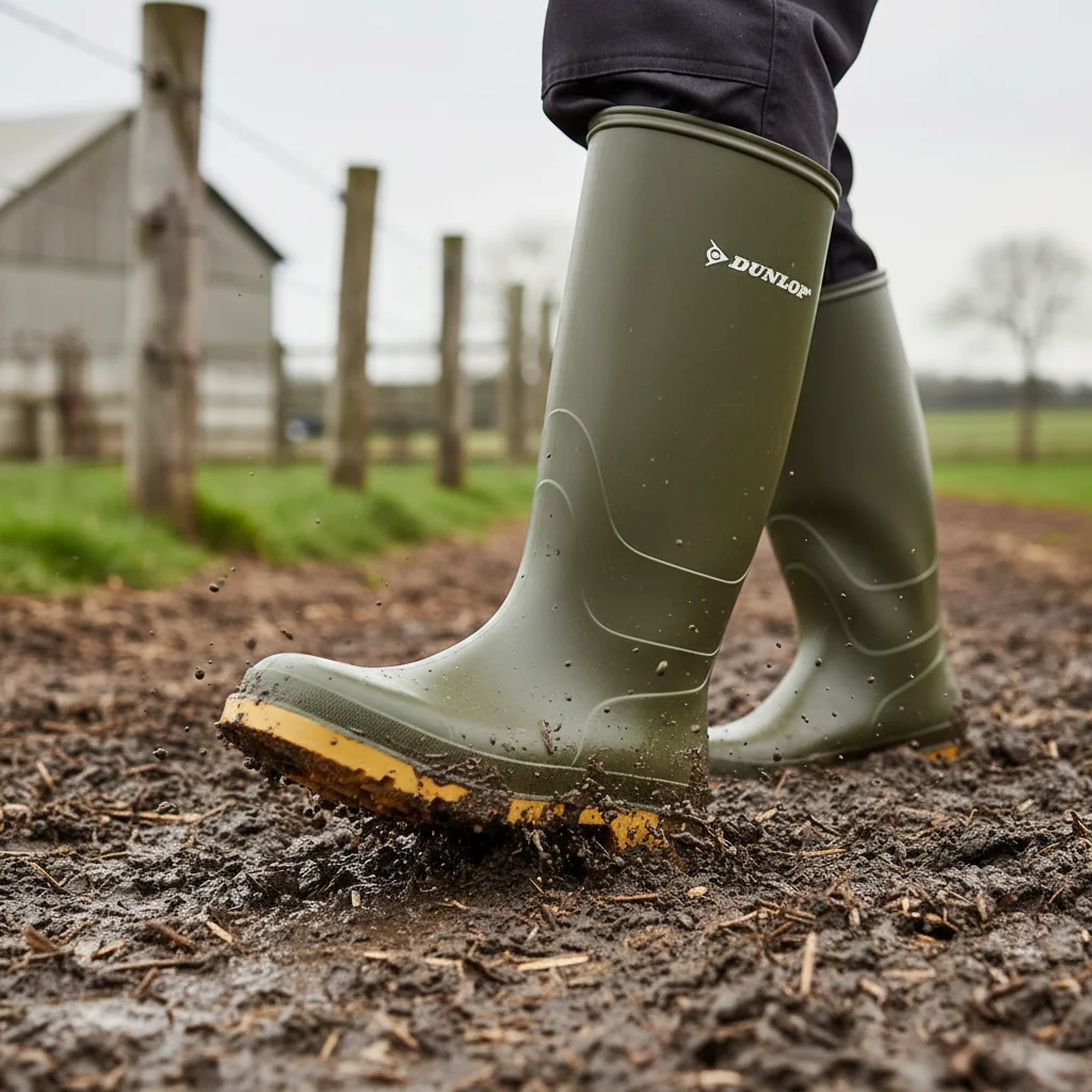 Cizme de cauciuc Dunlop Dull, verde/galben