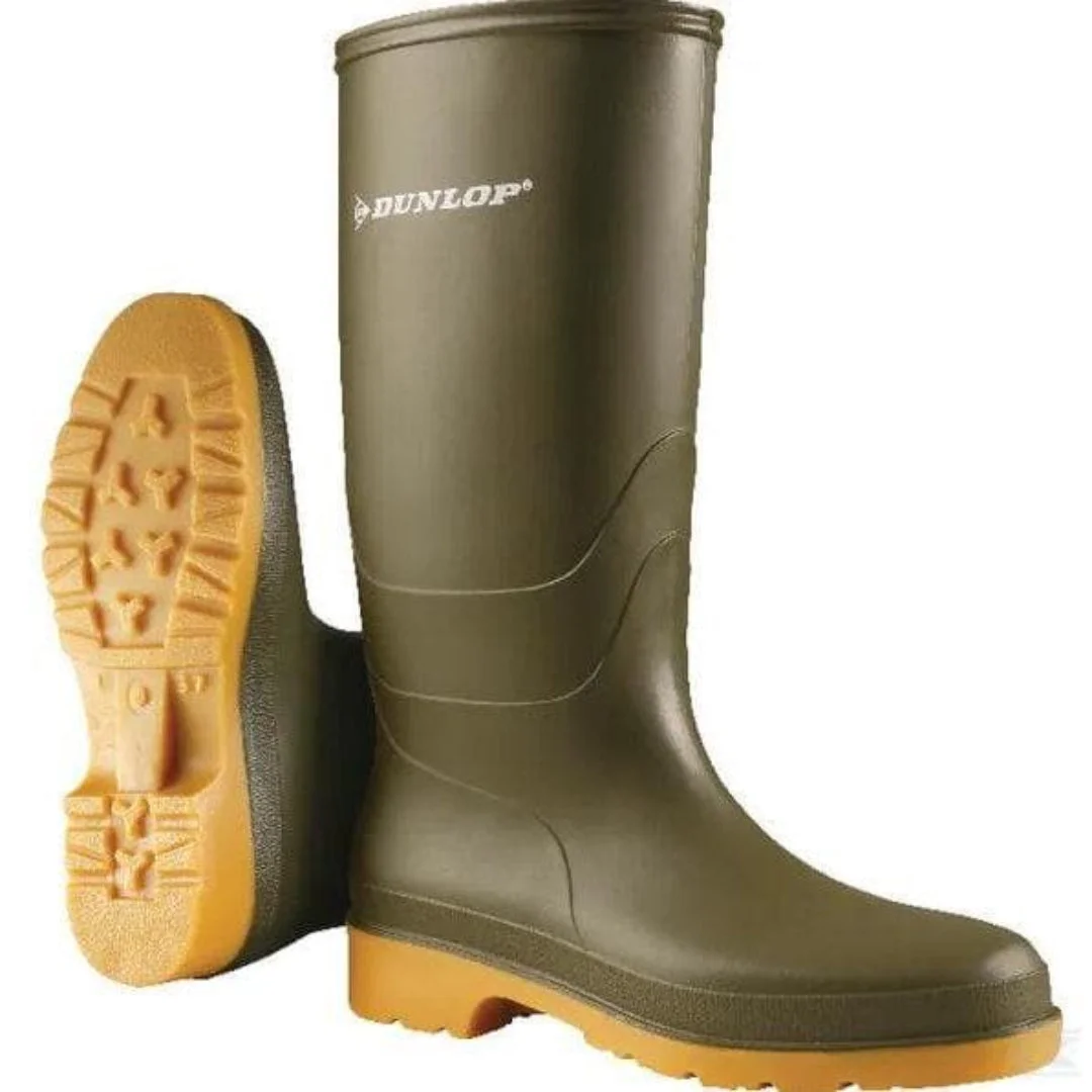 Cizme de cauciuc Dunlop Dull, verde/galben