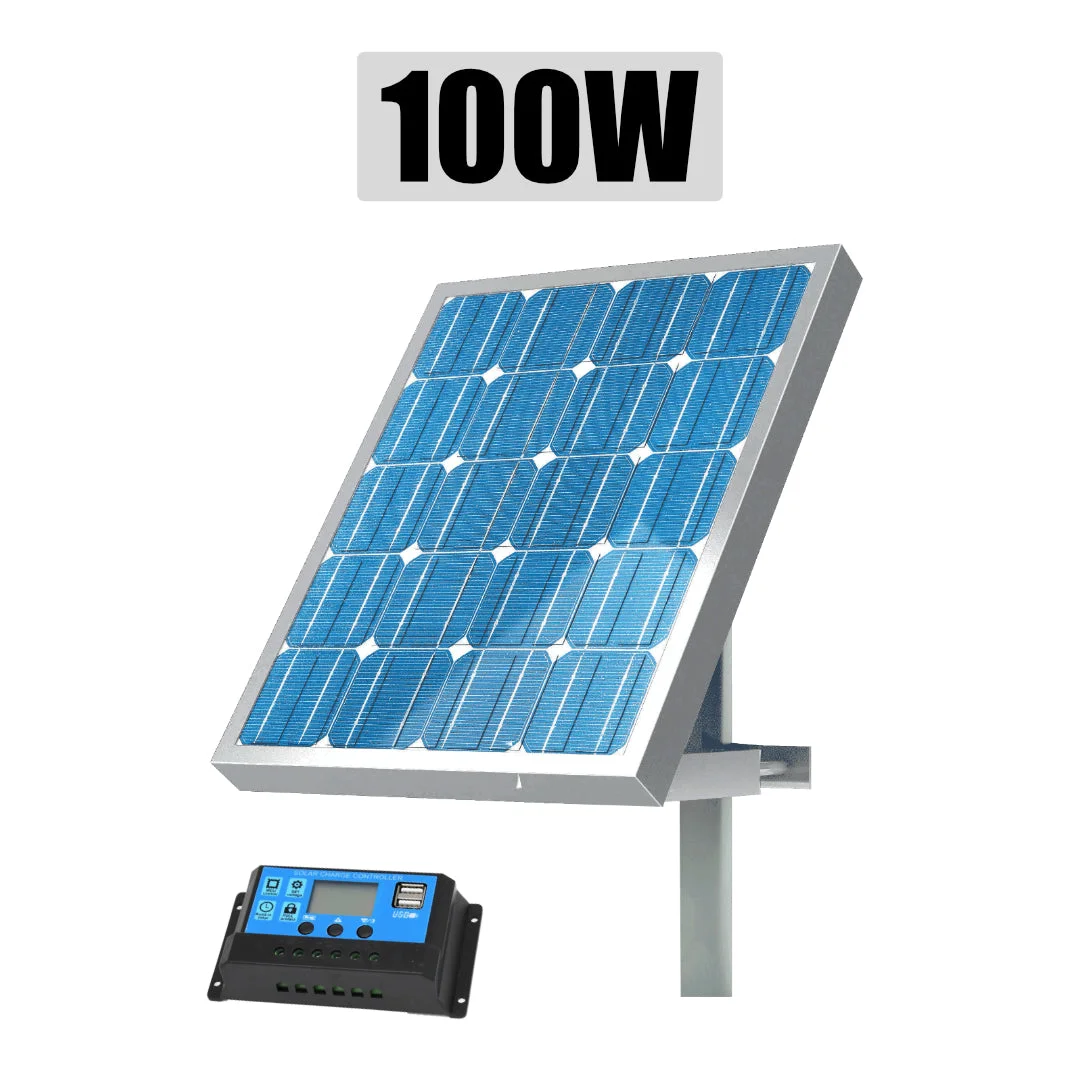 NEXON solar panel for electric fence, 100 W, with bracket and PWM charge controller