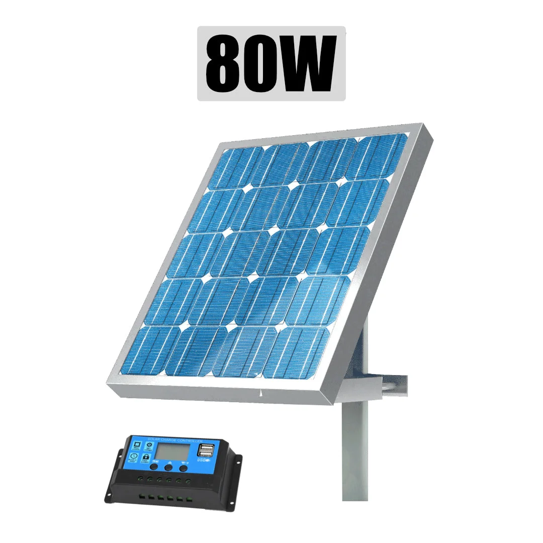 NEXON solar panel for electric fence, 80 W, with bracket and PWM charge controller