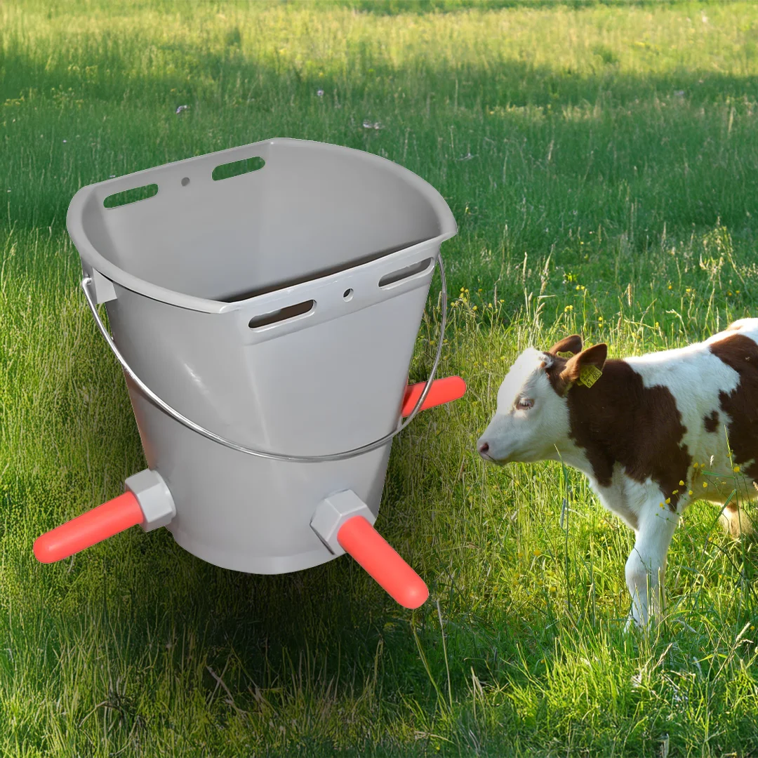 Calf feeding bucket with 3 teats, 8 L
