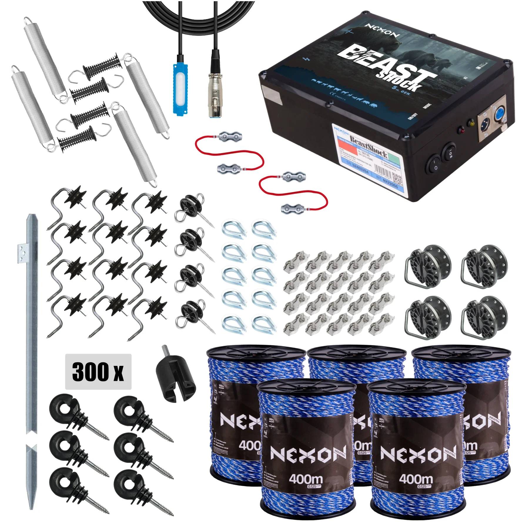 NEXON BeastShock 8.5 J electric fence kit with 2000 m INDUSTRIAL wire