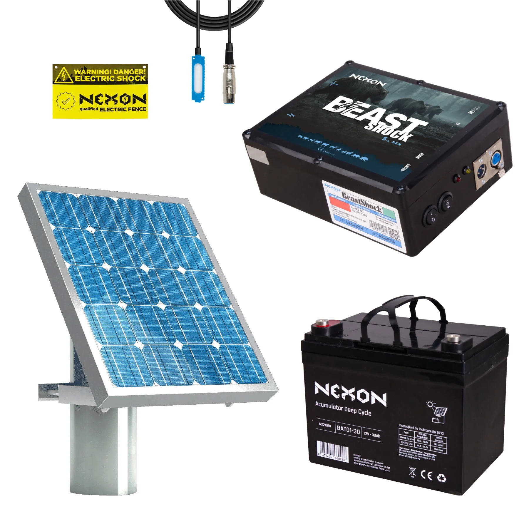 NEXON BeastShock 8.5 J solar electric fence kit with battery included