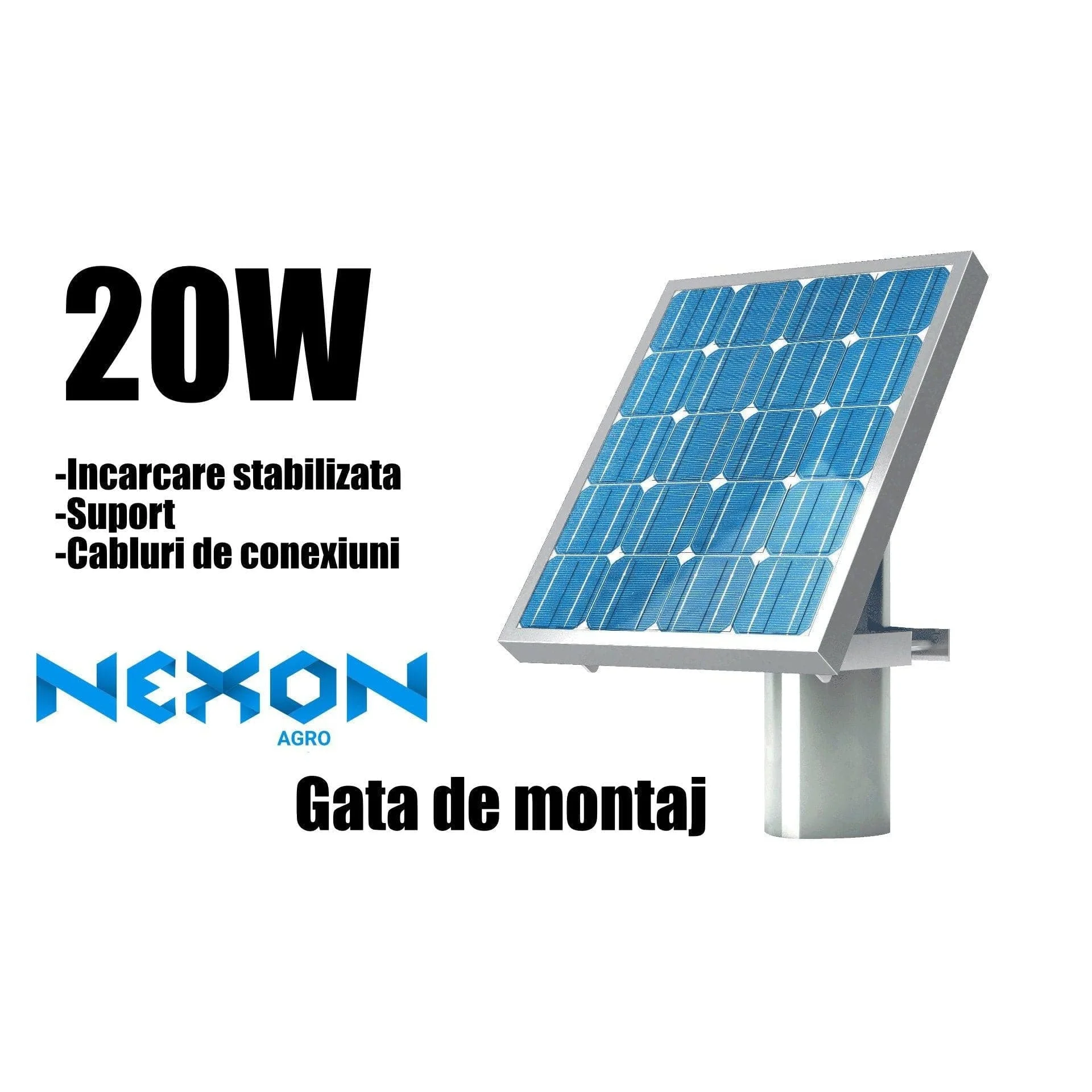 NEXON solar panel for electric fence, 20 W, with mounting bracket